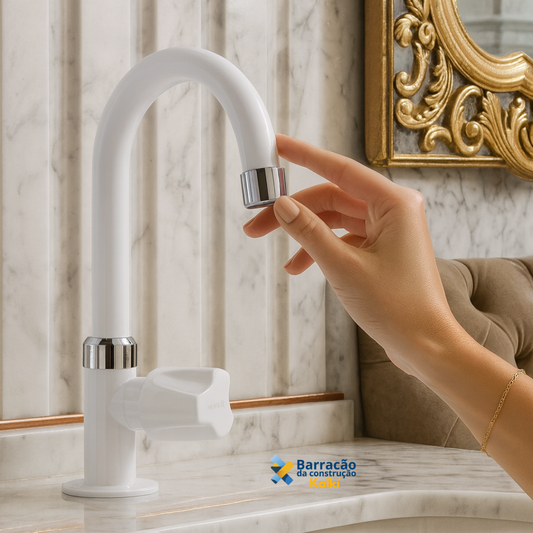 Torneira de Banheiro Bica - Branca/Cromada ABS + BRINDE EXCLUSIVO SÓ HOJE