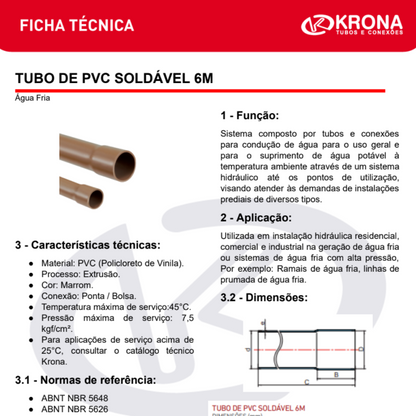 TUBO SOLDAVEL BARRA C/  6MTS