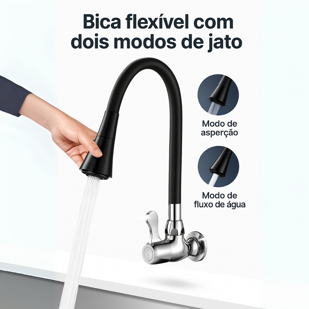 Torneira Parede Bica Alta Flexível - C1852